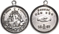 Medaillen
 Silbermedaille 1867. Religiöse Medaille. Dreifaltigkeit / Handschlag. 26,5 mm, 71,9 g. Mit Originalöse Fast vorzüglich