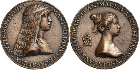 Habsburg
Maximilian I. 1493-1519 Bronzegussmedaille o.J. (1477, späterer Guss) (Giovanni Candida) Auf seine Hochzeit und Maria von Burgund. Brustbild...