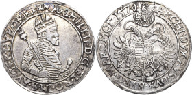 Habsburg
Maximilian II. 1564-1576 1/2 Taler 1574, KB-Kremnitz Huszar 983 (R6) 14.30 g. Äußerst selten. Vorzüglich