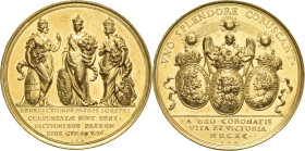 Habsburg
Josef I. 1705-1711 Vergoldete Bronzemedaille 1690 (P.H. Müller) Auf seine Krönung zum römisch-deutschen Kaiser und die Krönung seiner Mutter...