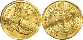 Habsburg
Karl VI. 1711-1740 Dukat 1725, Karlsburg Für Siebenbürgen Herinek 209 Huszar 897 Friedberg 520 GOLD. 3.43 g. Sehr selten. Leicht gewellt, se...