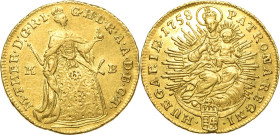 Habsburg
Maria Theresia 1740-1780 Dukat 1758, KB-Kremnitz Für Ungarn. Eypeltauer 251 Huszar 1652 Friedberg 180 GOLD. 3.45 g. Seltenes prachtvolles Ex...