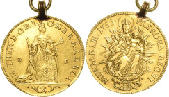 Habsburg
Maria Theresia 1740-1780 Doppeldukat 1765, KB-Kremnitz Am alten Henkel Eypeltauer 250 Huszar 1648 Friedberg 179 GOLD. 7.33 g. Leicht geglätt...