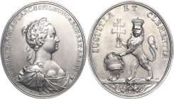 Habsburg
Maria Theresia 1740-1780 Ovale versilberte Bronzemedaille o.J. (1958) (nach Philipp Christoph v. Becker) Brustbild nach rechts / Böhmischer ...