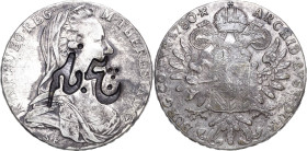 Habsburg
Maria Theresia 1740-1780 Taler 1780 (posthume Prägung). Mit Av-Gegenstempel von Indien (Schriftzug). Exemplar der Sammlung Walter Hafner Haf...