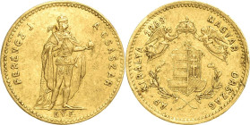 Kaiserreich Österreich
Franz Joseph I. 1848-1916 Dukat 1869, GYF-Karlsburg Jaeger 355 Friedberg 238 Schlumberger 32 GOLD. 3.46 g. Selten. Kl. Randfeh...