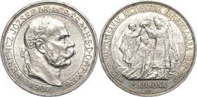 Kaiserreich Österreich
Franz Joseph I. 1848-1916 5 Kronen 1907, KB-Kremnitz Jaeger 416 Winz. Kratzer, vorzüglich