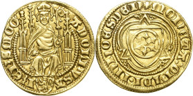 Mainz - Erzbistum
Adolph I. von Nassau 1373-1379 Goldgulden o.J. Höchst Thronender Bischof in gothischem Gestühl, ADOLPVS AREPS MOG / Mainzer Radschi...