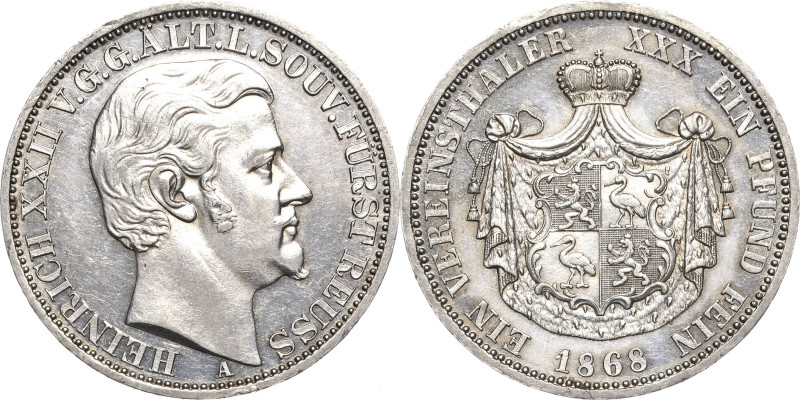 Reuss-Ältere Linie - Obergreiz
Heinrich XXII. 1859-1902 Taler 1868, A-Berlin AK...