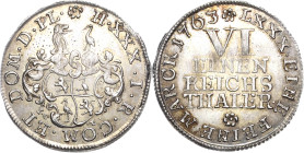 Reuss-Jüngere Linie - Gera
Heinrich XXX. 1748-1802 1/6 Taler 1763, ICE-Saalfeld Rand geriffelt Schmidt und Knab 485 Jaeger 63 Prachtexemplar. Fast St...