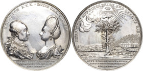 Reuss-Jüngere Linie - Gera
Heinrich XXX. 1748-1802 Silbermedaille 1773 (J.L. Oexlein) Auf die Vermählung mit Luise Christiane von Pfalz-Birkenfeld. B...