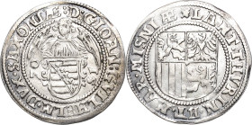 Sachsen-Ernestiner-Gesamthaus 1547-1573
Johann Wilhelm 1567-1573 Engelgroschen (Schreckenberger) 1570, Weinblatt-Saalfeld Rv-Umschrift endet auf MAR....
