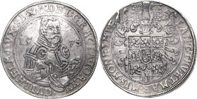 Sachsen-Ernestiner-Gesamthaus 1547-1573
Johann Wilhelm 1567-1573 Taler 1573, Zainhaken-Saalfeld Koppe 364 Schnee 165 Davenport 9762 Selten. Sehr schö...
