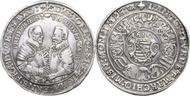 Sachsen-Coburg und Eisenach 1573-1638
Johann Casimir und Johann Ernst 1572-1633 Taler 1610, WA-Coburg KOR 115 Schnee 185 Grasser 107 Davenport 7426 V...
