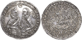 Sachsen-Coburg und Eisenach 1573-1638
Johann Casimir und Johann Ernst 1572-1633 1/4 Taler 1617, WA-Coburg KOR 174 b Grasser 115 Sehr seltener Jahrgan...
