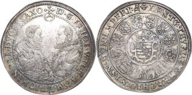 Sachsen-Weimar (Alt-Weimar) 1572-1603
Friedrich Wilhelm und Johann 1573-1603 Taler 1598, B mit Eichel-Saalfeld Koppe 107 e Schnee 252 Davenport 9779 ...