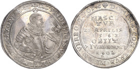 Sachsen-Weimar (Alt-Weimar) 1572-1603
Friedrich Wilhelm 1591-1602 Taler 1602, o. Mzz.-Saalfeld Auf seinen Tod. Hüftbild nach rechts / 7 Zeilen Schrif...