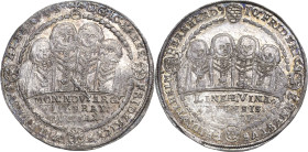 Sachsen-Mittel-Weimar 1603-1640
Johann Ernst und seine 7 Brüder 1605-1619 Taler 1611, WA-Saalfeld Koppe 193 Schnee 341 Davenport 7523 Attraktives Exe...