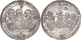 Sachsen-Mittel-Weimar 1603-1640
Johann Ernst und seine 7 Brüder 1605-1619 Taler 1612, WA-Saalfeld Typ 3. 4 ältere Hüftbilder von vorn, im Abschnitt 2...