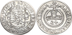 Sachsen-Mittel-Weimar 1603-1640
Johann Ernst und seine 5 Brüder 1622-1626 1/24 Taler 1623, CF-Reinhardsbrunn Koppe 229 Vorzüglich