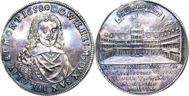 Sachsen-Neu-Weimar 1641-1728
Wilhelm 1641-1662 1/2 Taler 1658, o.Mzz.-Weimar Auf die Einweihung der Schloßkirche. Brustbild halbrechts / Innenhof des...