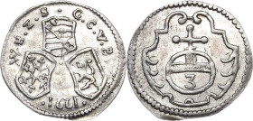 Sachsen-Neu-Weimar 1641-1728
Wilhelm 1641-1662 Dreier 1661, o. Mzz.-Weimar Koppe 361 Slg. Merseburger 3901 Slg. Seitz 4354 (dieses Exemplar) Prachtvo...