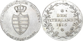 Sachsen-Weimar-Eisenach
Carl August 1775-1828 Taler 1815, o.Mzz.-Eisenach Dem Vaterlande. Variante mit kleineren Rosetten und Eichenkranz mit weniger...