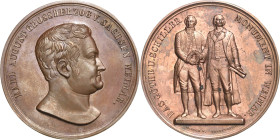 Sachsen-Weimar-Eisenach
Carl Alexander 1853-1901 Bronzemedaille o.J. (1857) (Sebald/Drentwett) Einweihung des Goethe-Schiller-Denkmals in Weimar. Kop...