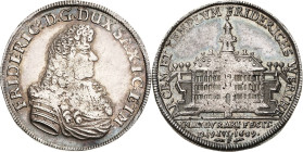 Sachsen-Gotha (Gotha-Altenburg)
Friedrich I. 1675-1691 1/4 Taler 1689, Gotha Einweihung von Schloss und Kirche Friedrichswerth. Stempel von Chr. Werm...