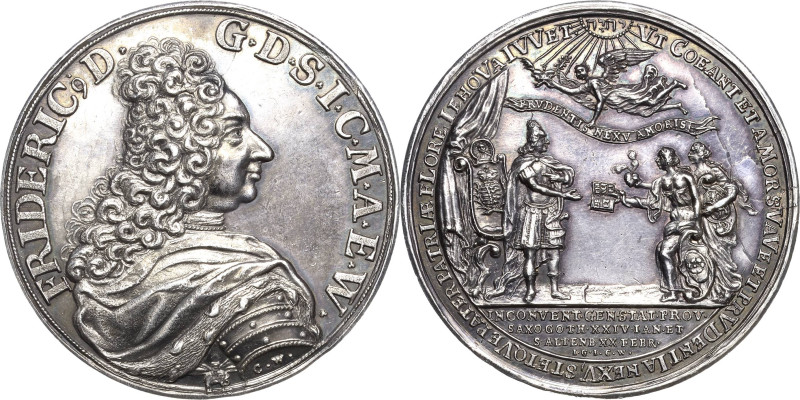 Sachsen-Gotha (Gotha-Altenburg)
Friedrich II. 1691-1732 Silbermedaille 1709 (C....