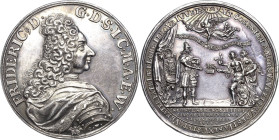 Sachsen-Gotha (Gotha-Altenburg)
Friedrich II. 1691-1732 Silbermedaille 1709 (C. Wermuth) Die Landtage zu Gotha und Altenburg. Brustbild nach rechts /...