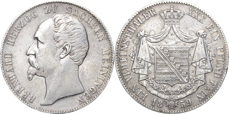 Sachsen-Meiningen
Bernhard Erich Freund 1803-1866 Taler 1859, München AKS 184 J...