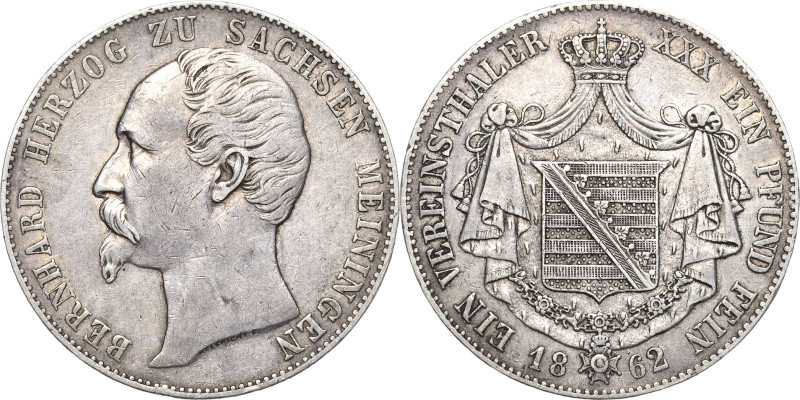 Sachsen-Meiningen
Bernhard Erich Freund 1803-1866 Taler 1862, München AKS 184 J...