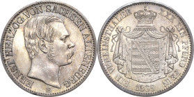 Sachsen-Altenburg
Ernst I. 1853-1908 Taler 1869, B-Dresden AKS 61 Jaeger 113 Kahnt 483 Davenport 814 Avers winz. Kratzer, vorzüglich
