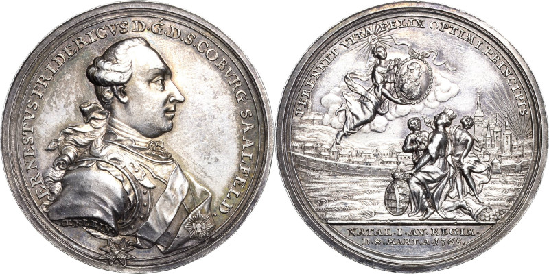 Sachsen-Coburg-Saalfeld
Ernst Friedrich 1764-1800 Silbermedaille 1765 (Oexlein)...