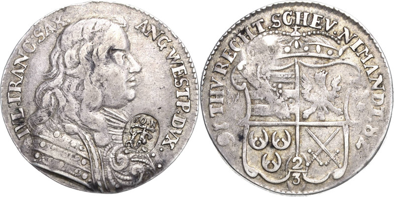 Sachsen-Lauenburg
Julius Franz 1666-1689 2/3 Taler 1678, Lauenburg Mit Av-Gegen...