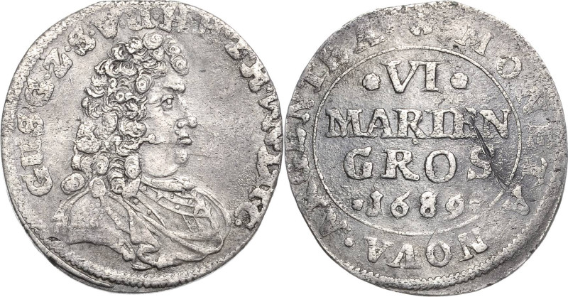 Sayn-Wittgenstein-Hohenstein
Gustav 1657-1701 6 Mariengroschen 1689, unbestimmt...