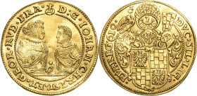 Schlesien-Liegnitz-Brieg
Johann Christian und Georg Rudolf 1602-1621 4 Dukaten 1610, CT-Reichenstein Die geharnischten Hüftbilder einander gegenüber,...