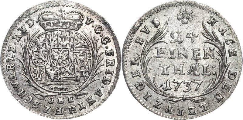 Schwarzburg-Rudolstadt
Friedrich Anton 1718-1744 1/24 Taler 1737, GHE-Saalfeld ...