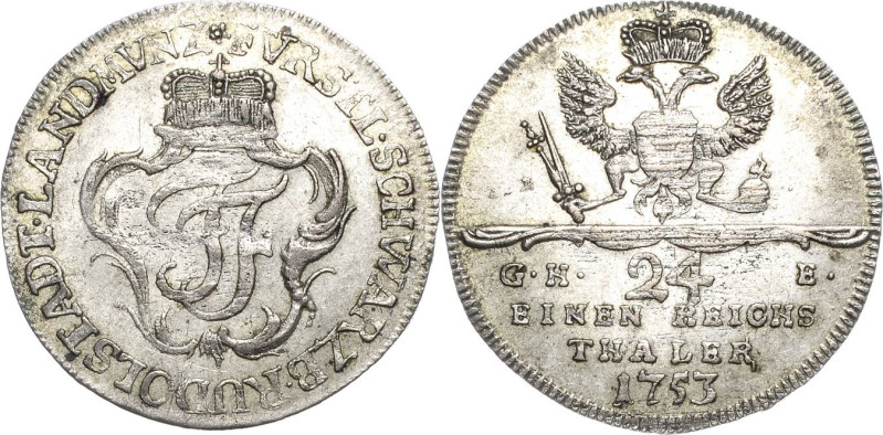 Schwarzburg-Rudolstadt
Johann Friedrich 1744-1767 1/24 Taler 1753, GHE-Saalfeld...