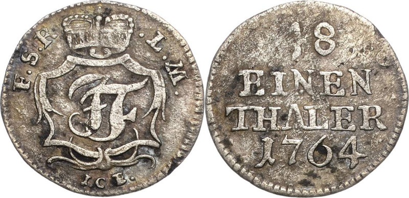 Schwarzburg-Rudolstadt
Johann Friedrich 1744-1767 1/48 Taler 1764, ICE-Saalfeld...