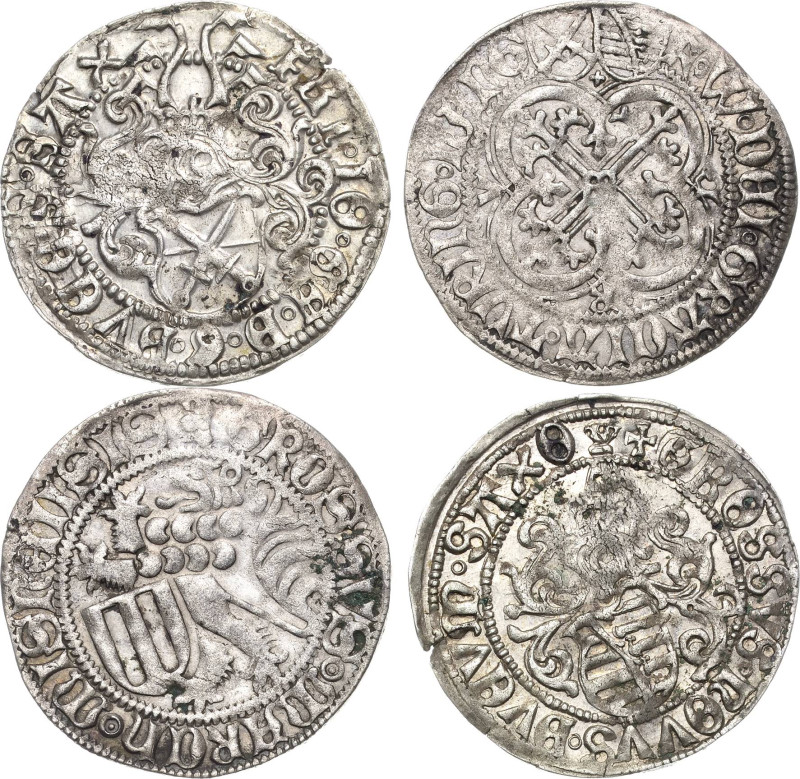 Sachsen
Lot-2 Stück Kurfürst Friedrich II. mit Herzog Wilhelm (III.) 1440-1464-...