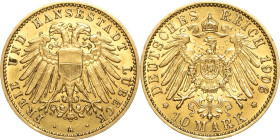 Lübeck
 10 Mark 1906 A Jaeger 228 Fast vorzüglich/vorzüglich