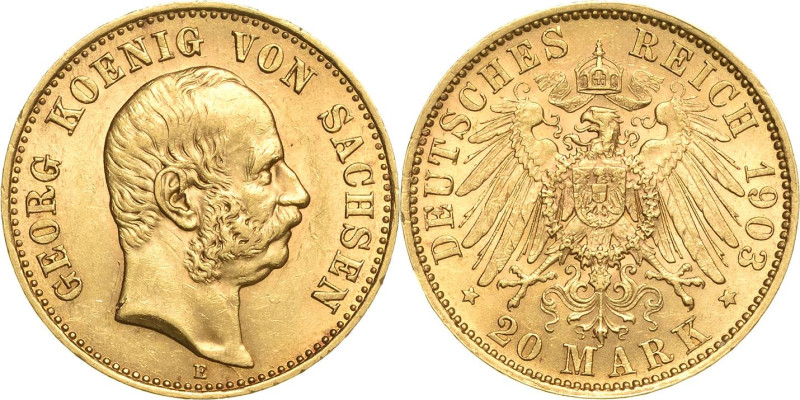Sachsen
Georg 1902-1904 20 Mark 1903 E Jaeger 266 Fast vorzüglich/vorzüglich