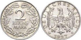 2 Reichsmark 1927 D Jaeger 320 Sehr selten. Sehr schön+