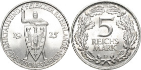5 Reichsmark 1925 D Rheinlande Jaeger 322 Vorzüglich-Stempelglanz