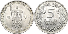 5 Reichsmark 1925 A Rheinlande Jaeger 322 Fast Stempelglanz