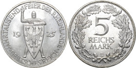 5 Reichsmark 1925 E Rheinlande Jaeger 322 Leicht berieben, vorzüglich-Stempelglanz