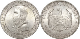 5 Reichsmark 1927 F Tübingen Jaeger 329 Vorzüglich-Stempelglanz