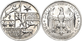 3 Reichsmark 1927 A Marburg Jaeger 330 Vorzüglich-Stempelglanz